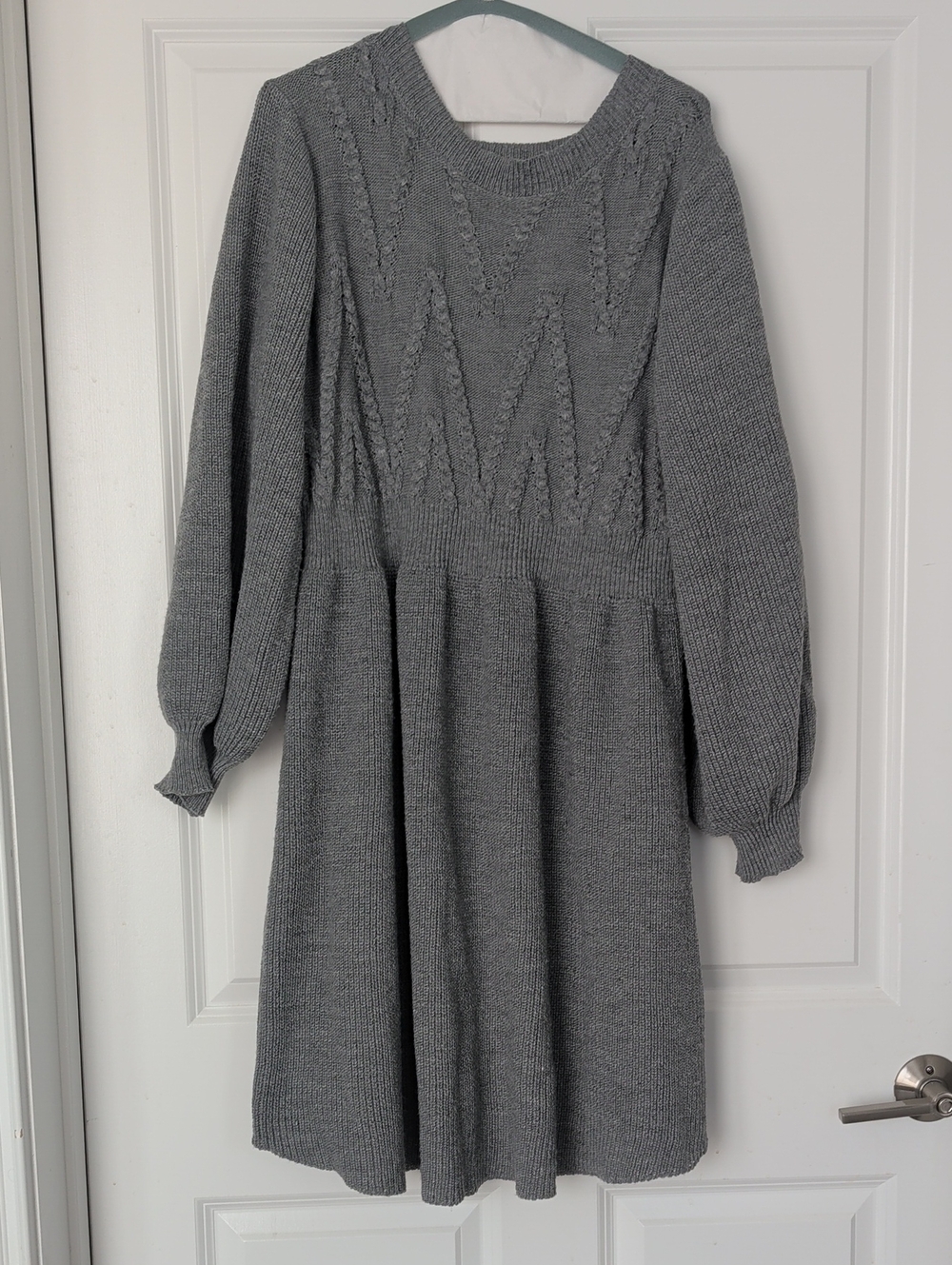 BloomChic Gray Cable-Knit Long Sleeve Dress